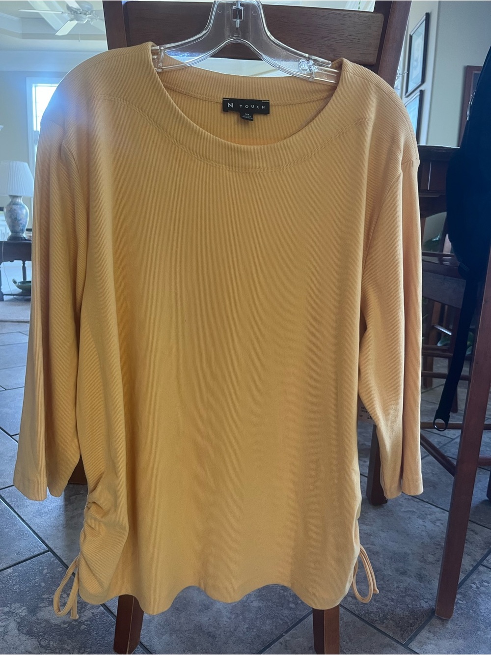 Women's Mustard Yellow Long Sleeve Pull-Over Top 2X Brand New side bows